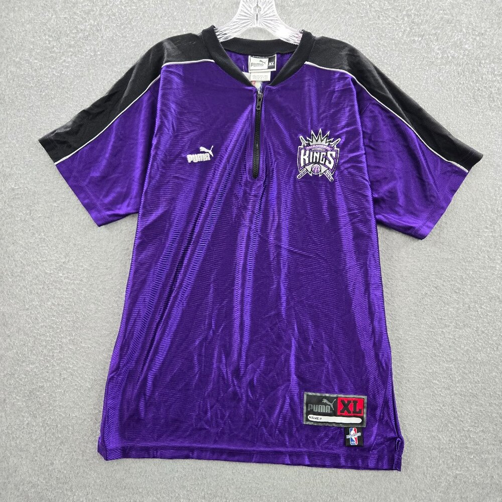 VINTAGE Sacramento Kings Men Activewear Top XL Purple Nylon‎ Logo Puma Team 90s